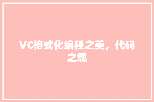 VC格式化编程之美，代码之魂