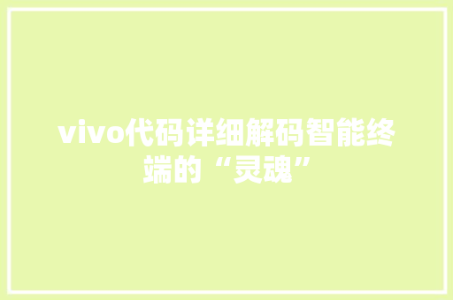 vivo代码详细解码智能终端的“灵魂”