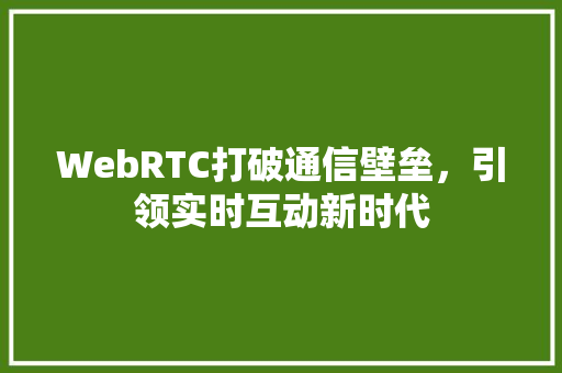 WebRTC打破通信壁垒，引领实时互动新时代