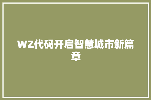 WZ代码开启智慧城市新篇章