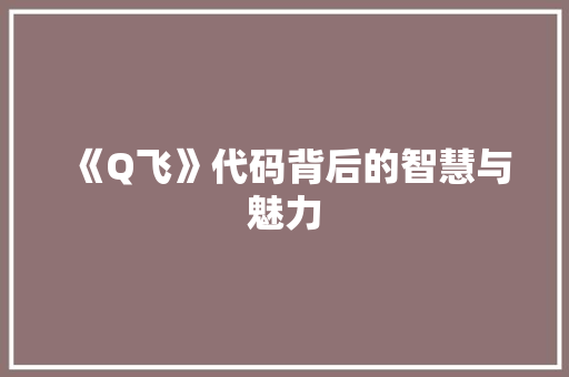 《Q飞》代码背后的智慧与魅力