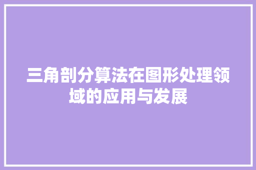 三角剖分算法在图形处理领域的应用与发展