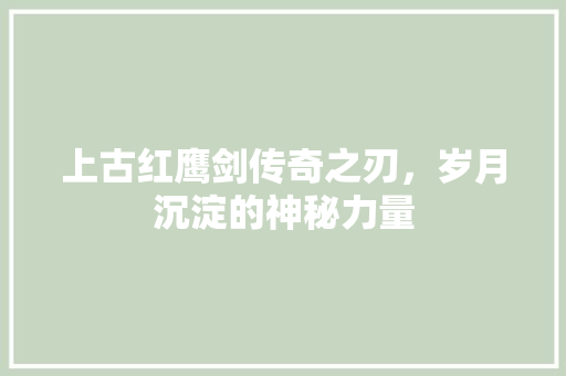 上古红鹰剑传奇之刃，岁月沉淀的神秘力量