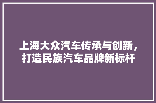 上海大众汽车传承与创新，打造民族汽车品牌新标杆