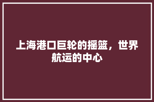 上海港口巨轮的摇篮，世界航运的中心