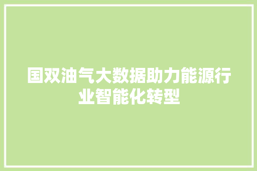国双油气大数据助力能源行业智能化转型