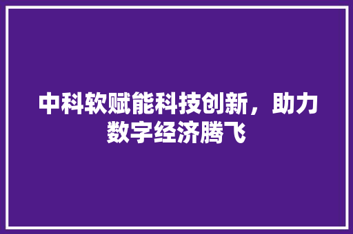 中科软赋能科技创新，助力数字经济腾飞