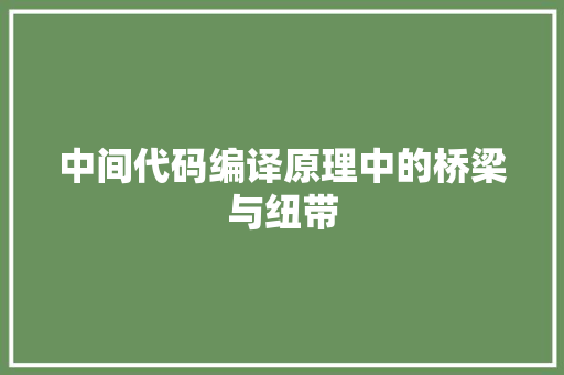 中间代码编译原理中的桥梁与纽带  第1张
