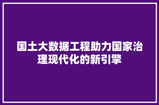 国土大数据工程助力国家治理现代化的新引擎