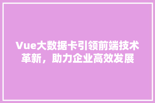 Vue大数据卡引领前端技术革新，助力企业高效发展