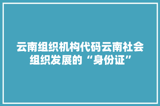 云南组织机构代码云南社会组织发展的“身份证”