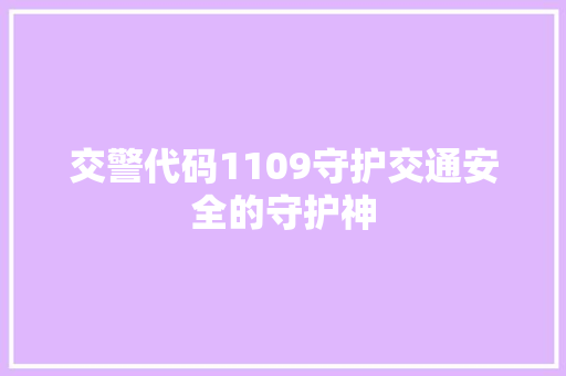交警代码1109守护交通安全的守护神