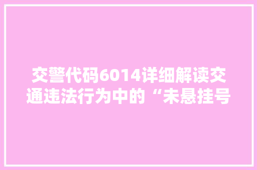 交警代码6014详细解读交通违法行为中的“未悬挂号牌”
