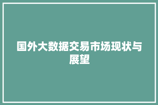国外大数据交易市场现状与展望  第1张