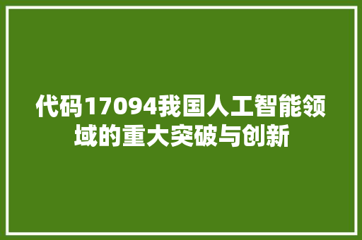 代码17094我国人工智能领域的重大突破与创新