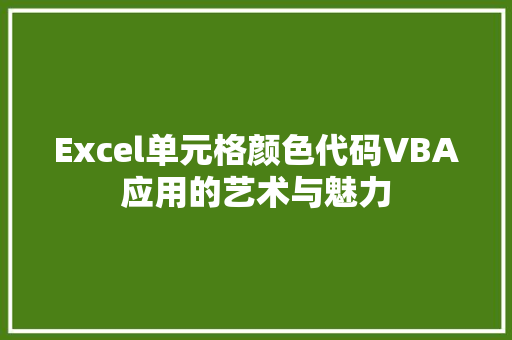 Excel单元格颜色代码VBA应用的艺术与魅力