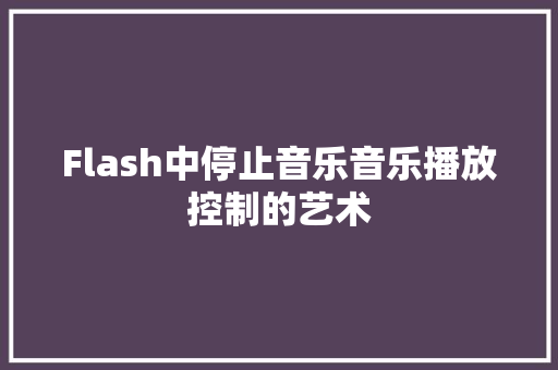 Flash中停止音乐音乐播放控制的艺术