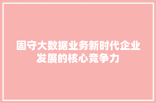 固守大数据业务新时代企业发展的核心竞争力  第1张
