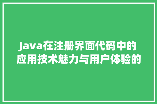 Java在注册界面代码中的应用技术魅力与用户体验的双重提升
