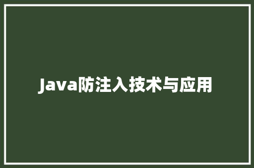 Java防注入技术与应用
