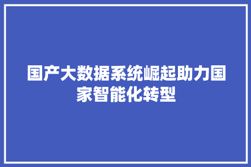 国产大数据系统崛起助力国家智能化转型