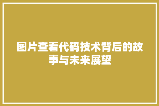 图片查看代码技术背后的故事与未来展望