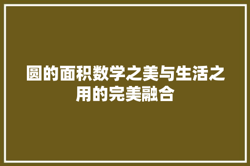 圆的面积数学之美与生活之用的完美融合