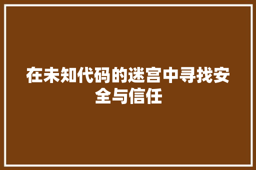 在未知代码的迷宫中寻找安全与信任