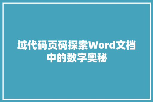 域代码页码探索Word文档中的数字奥秘