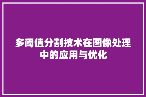 多阈值分割技术在图像处理中的应用与优化