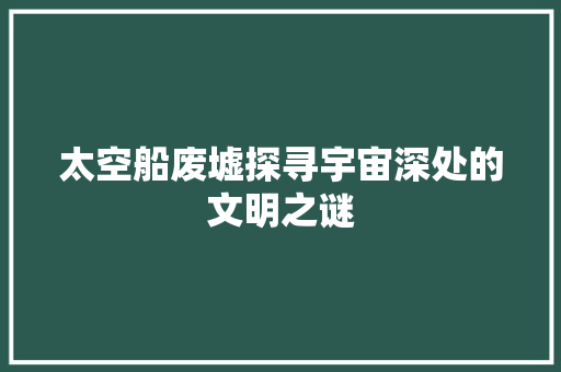 太空船废墟探寻宇宙深处的文明之谜