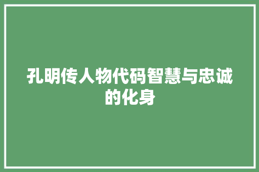 孔明传人物代码智慧与忠诚的化身