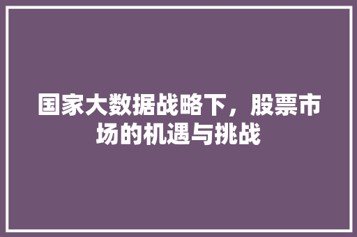 国家大数据战略下，股票市场的机遇与挑战