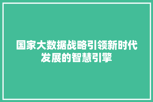 国家大数据战略引领新时代发展的智慧引擎  第1张