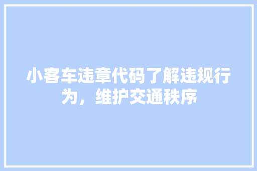 小客车违章代码了解违规行为，维护交通秩序