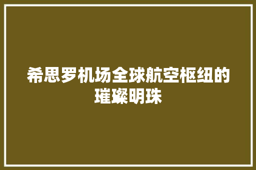 希思罗机场全球航空枢纽的璀璨明珠