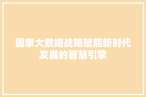 国家大数据战略赋能新时代发展的智慧引擎  第1张