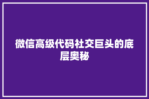 微信高级代码社交巨头的底层奥秘