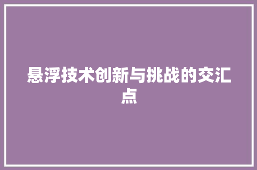 悬浮技术创新与挑战的交汇点