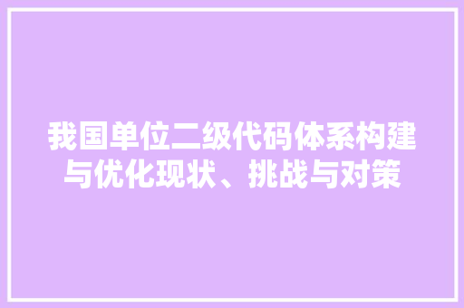 我国单位二级代码体系构建与优化现状、挑战与对策