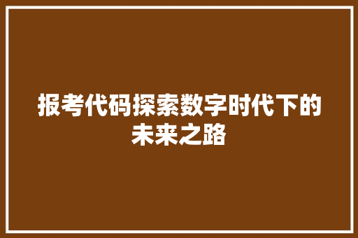 报考代码探索数字时代下的未来之路