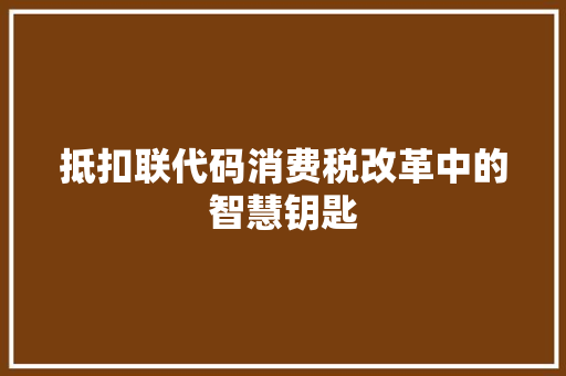 抵扣联代码消费税改革中的智慧钥匙
