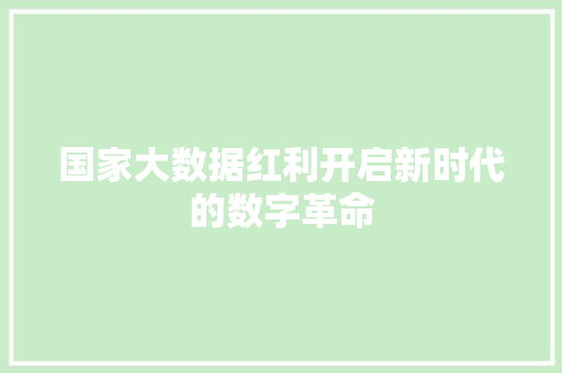 国家大数据红利开启新时代的数字革命  第1张
