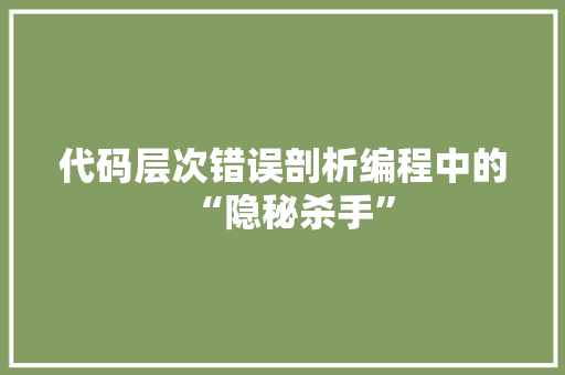 代码层次错误剖析编程中的“隐秘杀手”  第1张