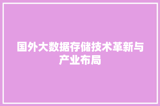 国外大数据存储技术革新与产业布局