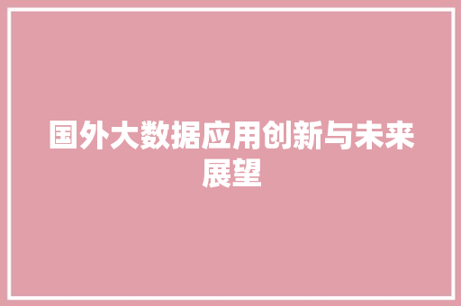 国外大数据应用创新与未来展望  第1张