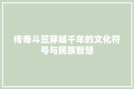 传奇斗笠穿越千年的文化符号与民族智慧