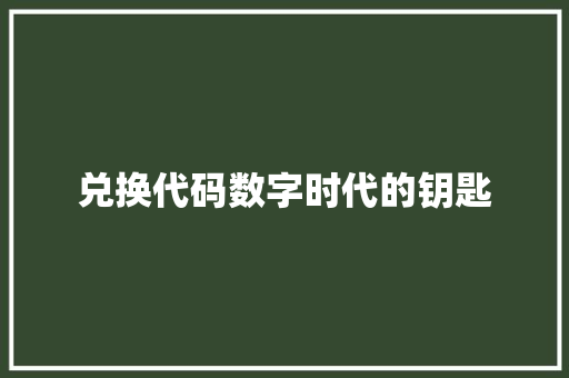 兑换代码数字时代的钥匙  第1张
