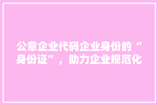 公章企业代码企业身份的“身份证”，助力企业规范化发展