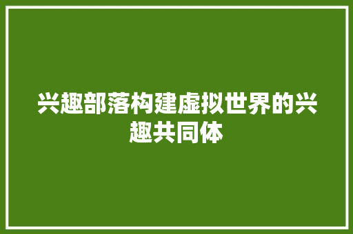 兴趣部落构建虚拟世界的兴趣共同体